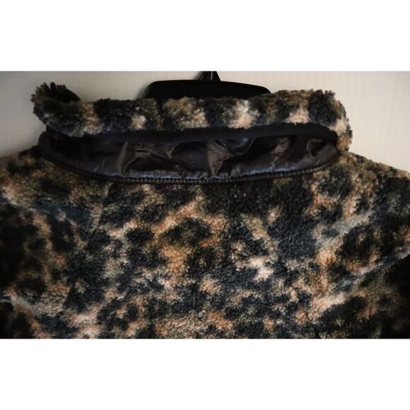 Calme by Johnny Was Size Small Printed Sherpa Fleece Jacket Brown/Multi - Picture 9 of 14